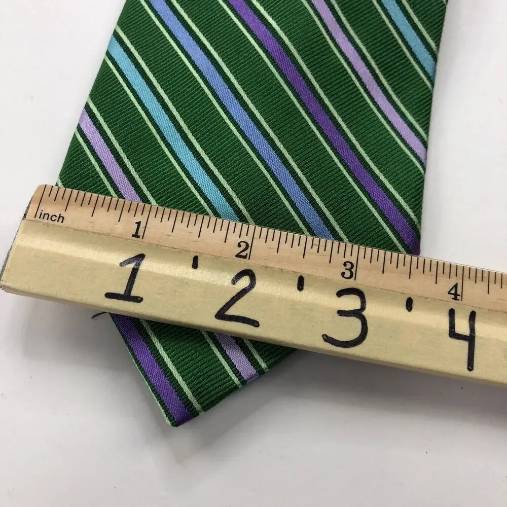 Brooks Brothers Makers 100% Silk Neck Tie Men’s Striped Green 60 Inch By 3.5